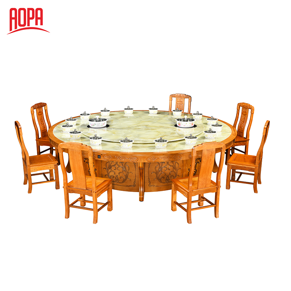AOPA Solid Wood Rotatable Hot Pot Round Table