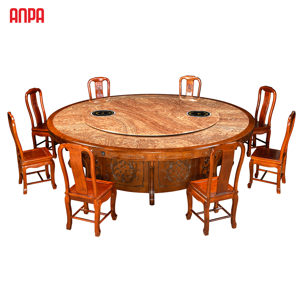 AOPA Solid Wood Rotatable Hot Pot Round Table